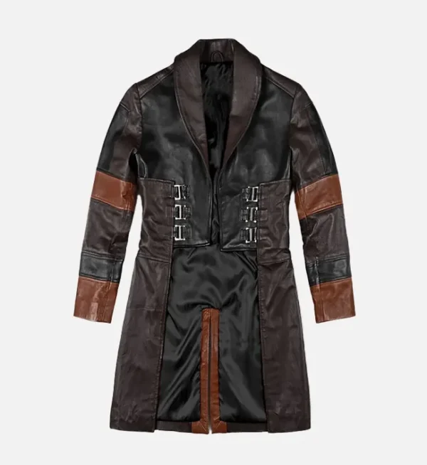 Two-tone leather coat for women