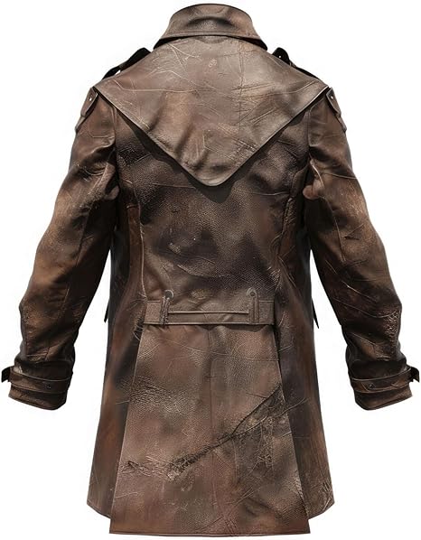 Classic Vintage Brown Distressed Leather Duster Coat for Men