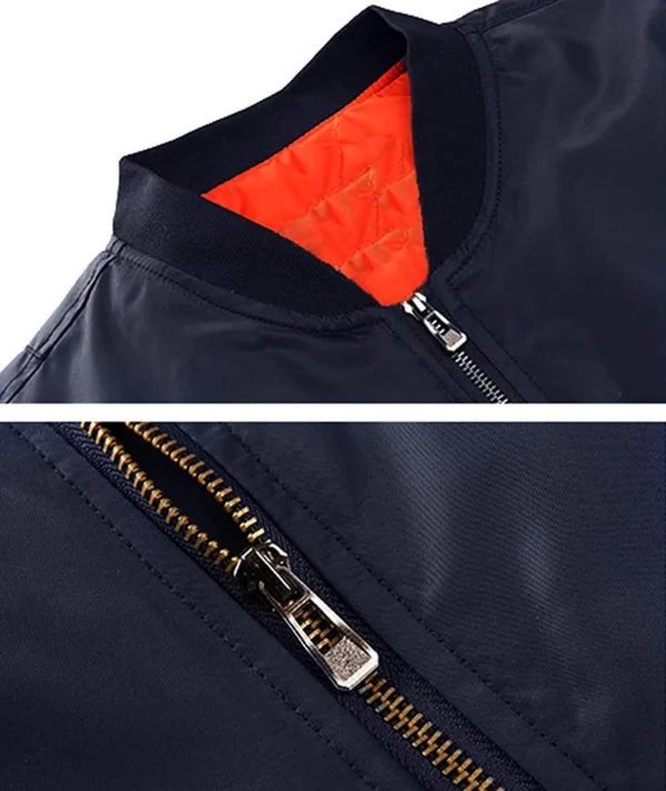 Mens Windproof Navy Blue Bomber Jacket