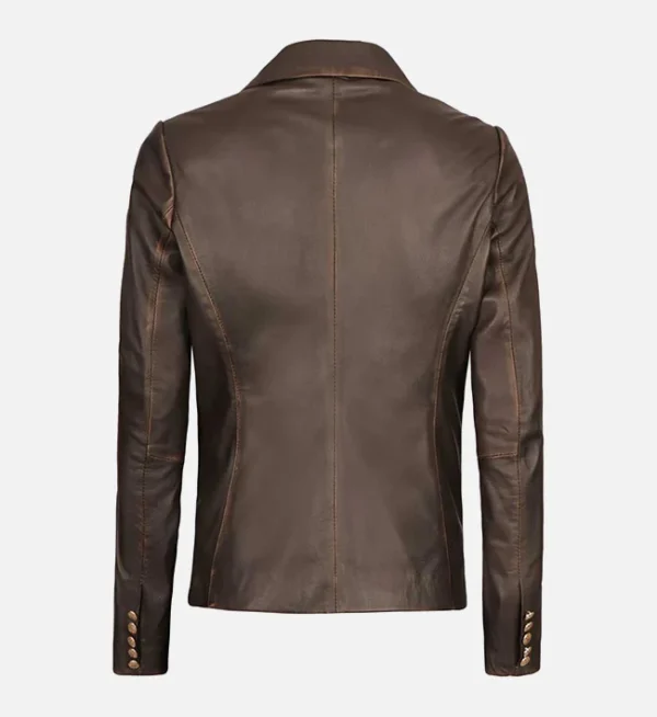 Womens antique finish leather blazer