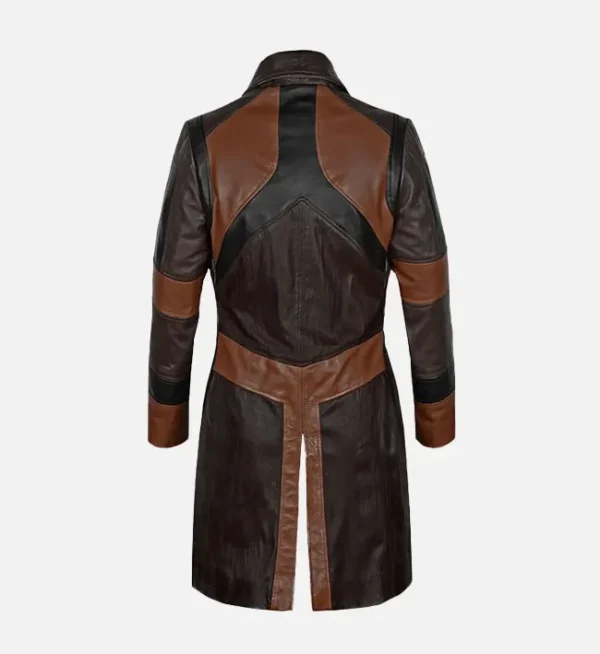Womens black and brown leather coat