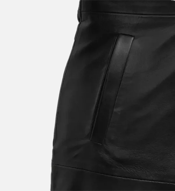Womens long black leather coat