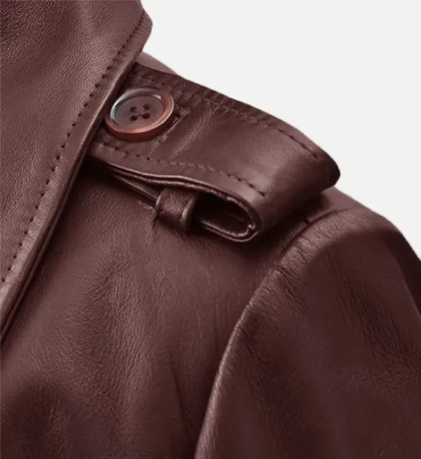 Womens maroon waxed leather jacket