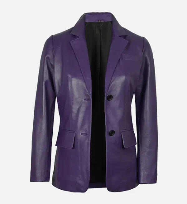 Womens purple leather jacket blazer