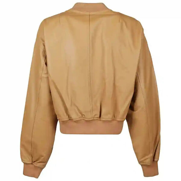 Womens Camel Brown leather bomber jacket