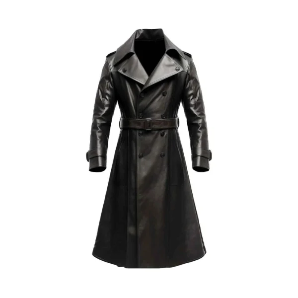 Mens Black Long Lambskin Leather Duster Coat – Luxurious Style